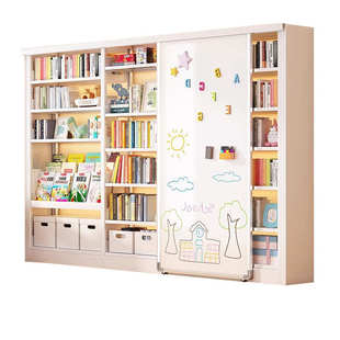 家用钢制书架带白板门图书馆多层组合书柜置物架儿童绘本架储物架