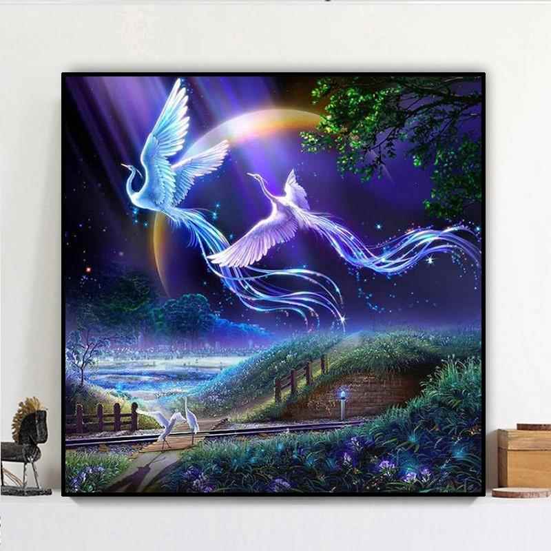 钻石画2024新款动物比翼鸟风景5d手工贴钻十字绣客厅卧室水钻满钻