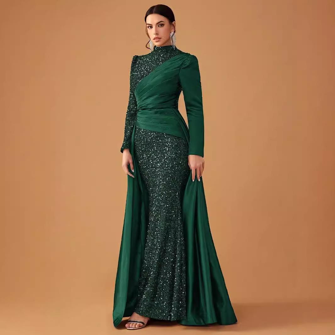 Womens formal heavy evening gown dress high-end black long