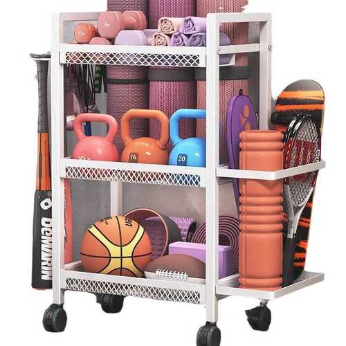 家用客厅运动器材收纳架多层落地哑铃置物架卧室多功能可移动支架