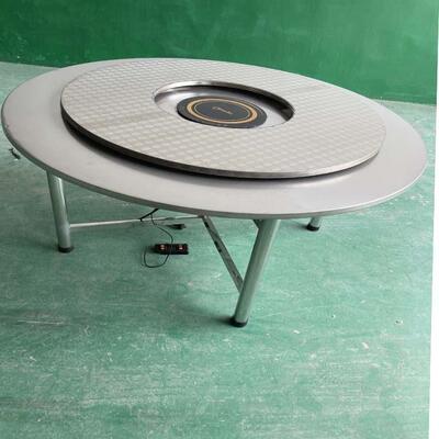 HDV不锈钢火锅家桌带转盘居开店易打理好洗清圆桌食餐堂吃饭桌快