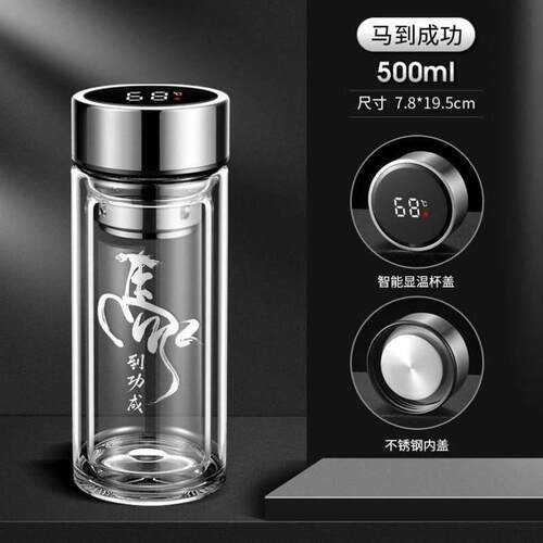 high quality Double glass mens cup tea bottle 玻璃泡茶杯