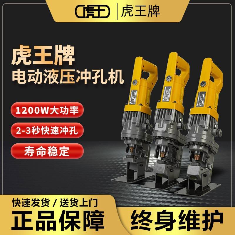 虎王电动液压冲孔机手提便携式角铁槽钢铜排铝排打孔机 一线品牌