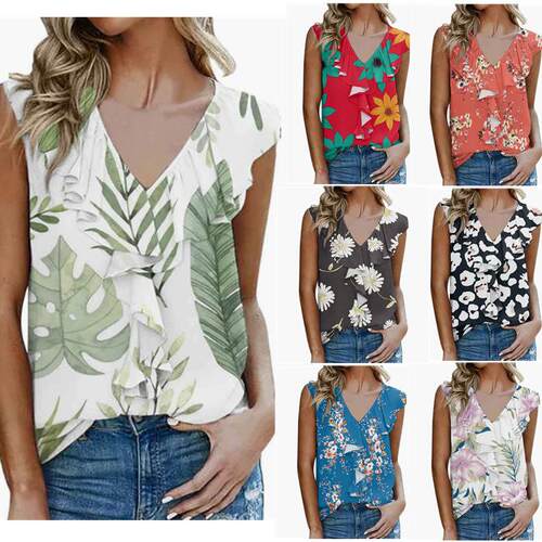 Women's printed top T-shirt vest