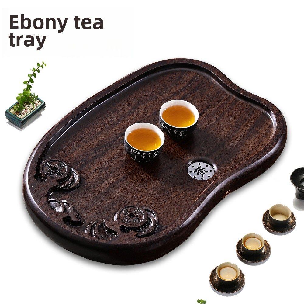 黑檀木茶盘家用现代简约实木茶盘整块原木小号茶台办公室茶海茶托