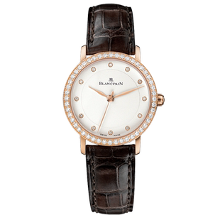 [9.8新]宝珀女装18k玫瑰金镶钻自动机械手表女6102-2987-55A