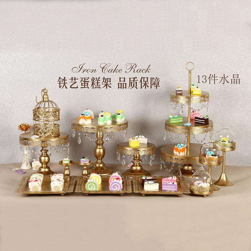 跨境热卖欧式三层铁艺蛋糕架 婚庆水果篮架点心架蛋糕塔