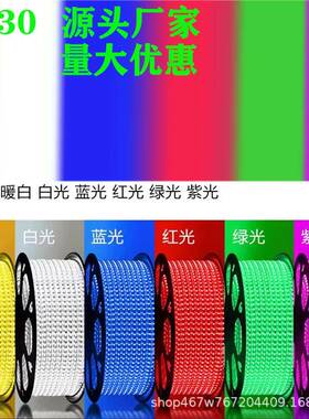 LED灯带5730单色高压家用双排户外防水客厅装修白光暖光蓝红绿粉