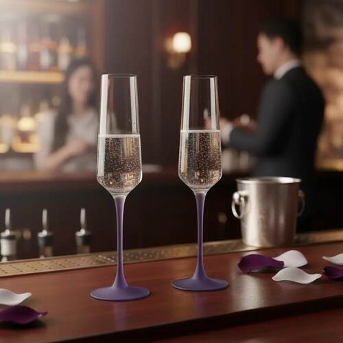 【拍一发二】磨砂紫香槟杯微醺酒杯高级感调酒鸡尾酒杯气泡水杯子