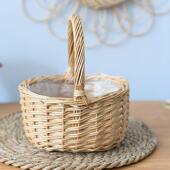 花艺插花柳编手提婚礼小花篮手工藤编竹编筐编织花盆竹篮草编篮子