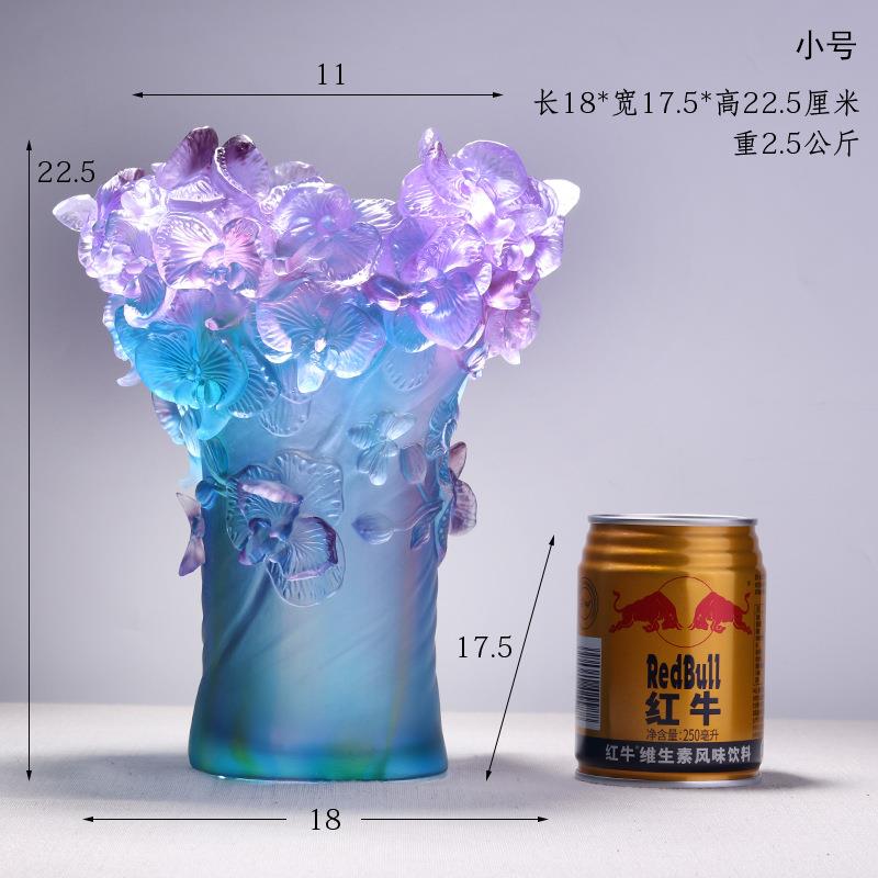 琉璃花瓶玫瑰烛台蝴蝶兰花瓶客厅装饰摆件书房茶室桌面摆放工艺品