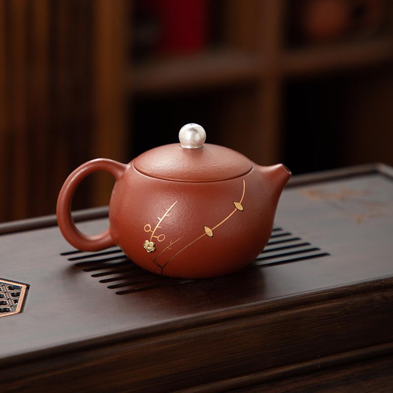 德化陶瓷茶壶泡茶家用紫砂壶单壶套装茶具细密滤孔鎏银锔钉西施壶