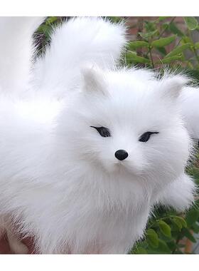 彷真九尾狐模型狐狸毛绒玩具玩偶桌面树脂创意装饰白狐摆件纯手工