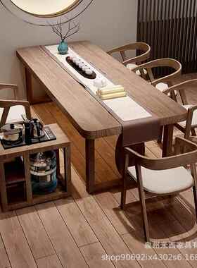 现简实木茶桌全椅代组合家用客厅GIH原木泡茶桌实木办公室会客约