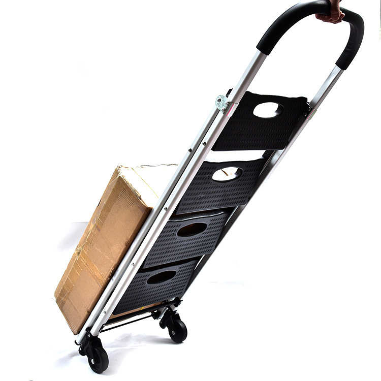 登高车折叠拉货超市仓库拣货二轮人字梯子铝合金多功能四步梯