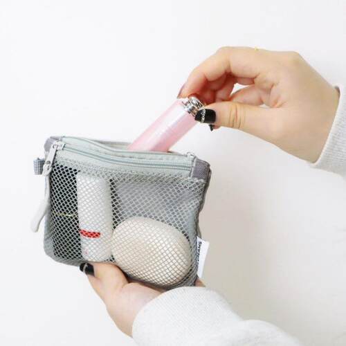 Portable Mesh Bag with Double Zippers, Mini Student Organize