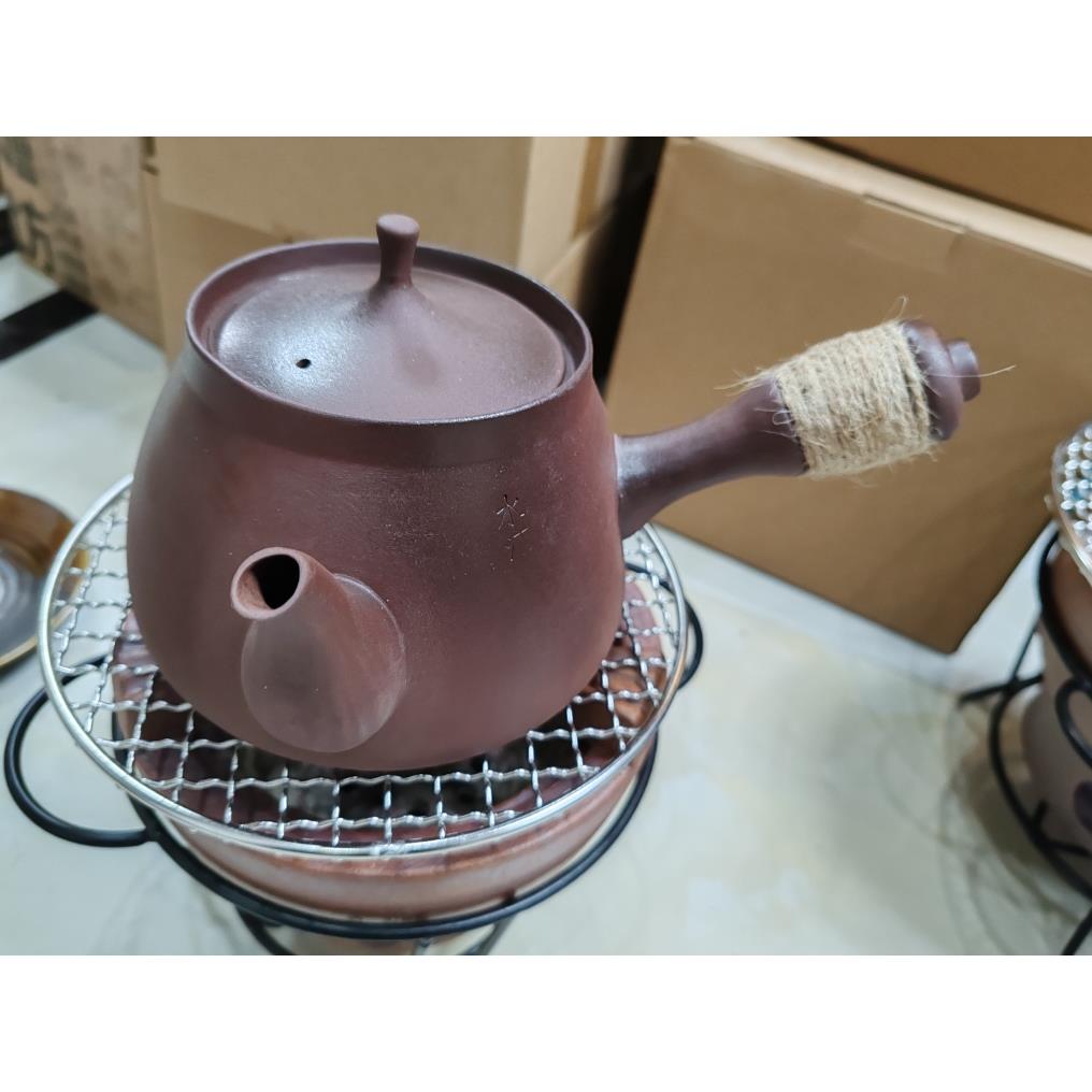 古陶坊老岩泥煮茶养生烧水陶壶侧把大容量白普洱黑花茶壶办公室茶