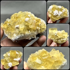 玻璃体果冻黄萤石(黄萤石，)重晶石石英天然矿物，晶体标本矿石原石摆件