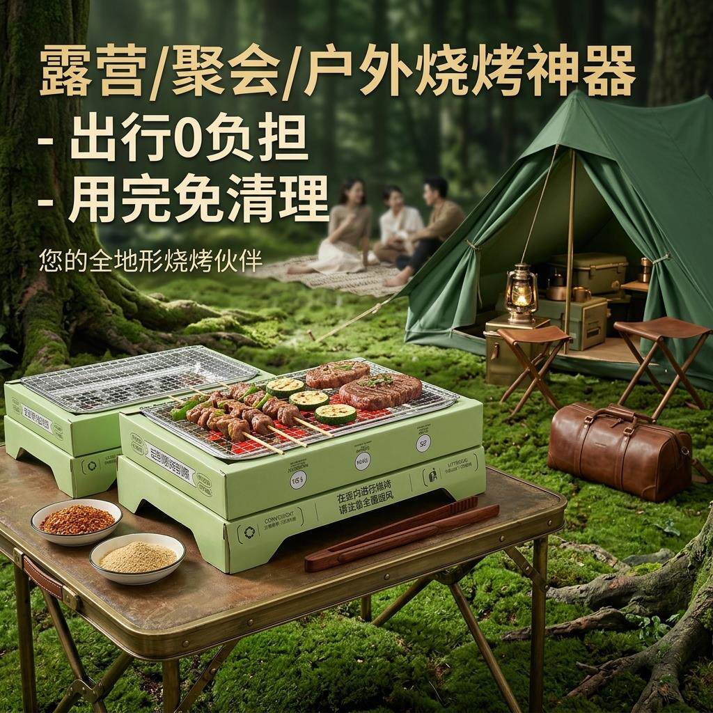一次性烧烤炉子套装户外可携式碳烤炉大号碳盒烤肉炉防烫室外烤盘