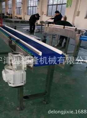 厂家非标加工蓝色塑料网带输送机袋装食品果泥传送带pp网带转弯机