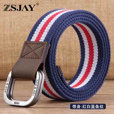 正品战牛术鸟4(加厚)男士裤双环扣帆布腰带 布S料皮带休闲带工装