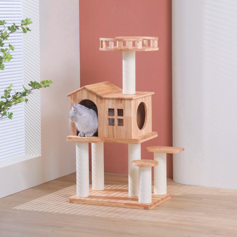 高档木舍实猫爬架猫小型猫具四季网红猫窝猫树别家墅猫咪玩具猫架