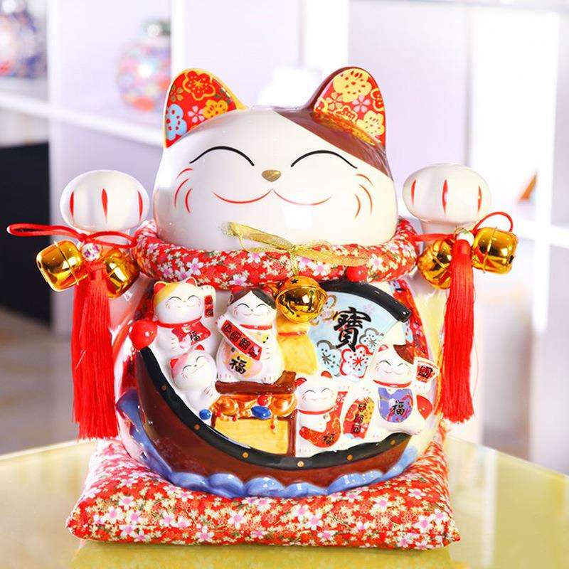 尚庄招财猫摆件大号陶瓷储蓄罐电动摇手创意送朋友店铺开业发财猫