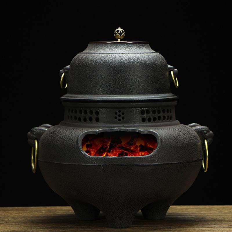 厂家直供鬼面风炉铸铁炭炉茶壶烧烤炉茶釜保温炉大炭炉铜环炉