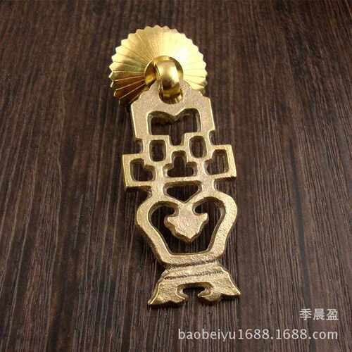 新款直销TH1044镂空花篮拉手仿古单孔拉手中式纯铜柜门拉手五金家
