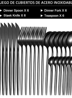 Dinnerware Silverware Set 4-24pcs Kitchen Flatware Tableware
