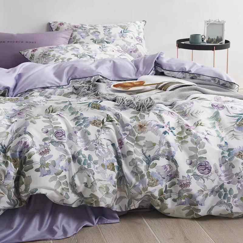 正品春花鸟床用品60绒支长棉贡缎数码上季印花全棉四件套1.8m纯棉
