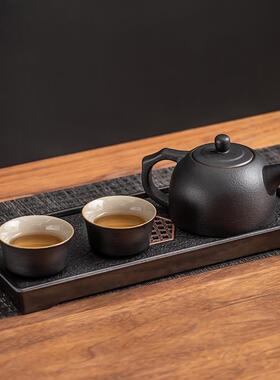 W功夫茶具小一壶二杯F969MMHJ装陶瓷茶壶茶杯套家旅用小号茶盘两