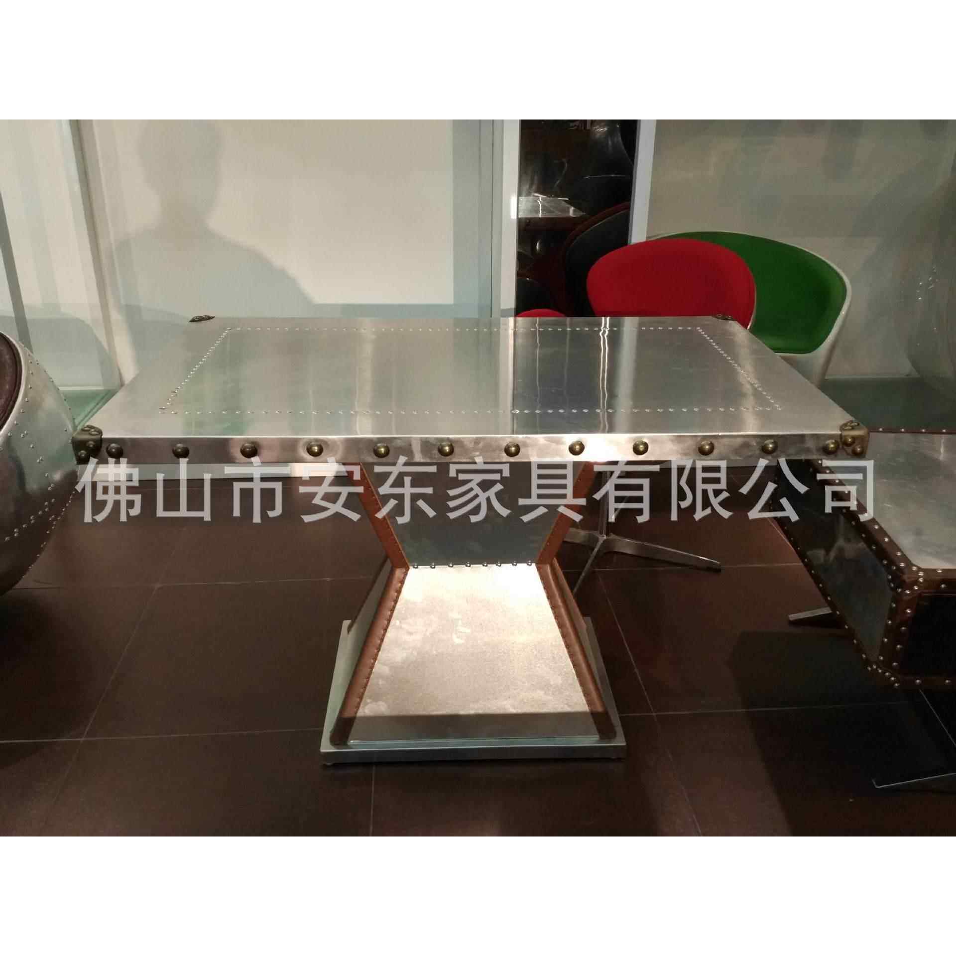 供应英伦复古工业铝皮餐桌成套餐桌餐椅做旧风格餐厅家具