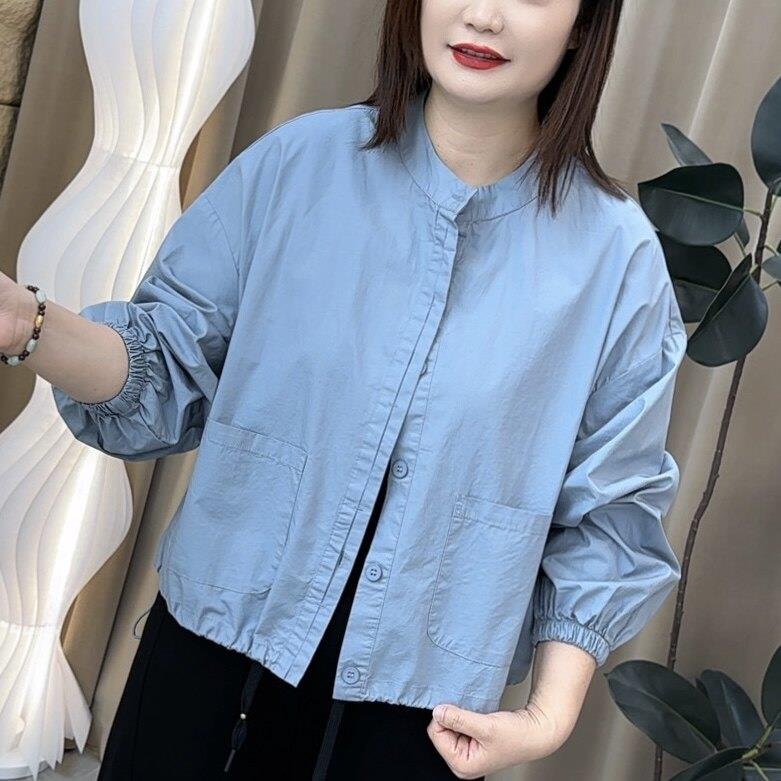 新品中老年女装妈妈春装衬衫外套短款洋气时尚薄款夹克开衫宽松上