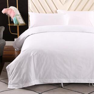 文英纯文白色缎贡全棉被双罩酒店布草宾馆学生宿舍MHF单人棉被套