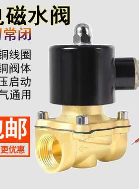 2W15常闭220V铜线 线电磁阀24V进水气控制开 关2分4分6分1寸1.5寸