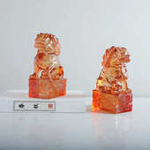 新中式 售楼部酒店样板房玄关书房摆件书档书靠雕塑对狮子摆设