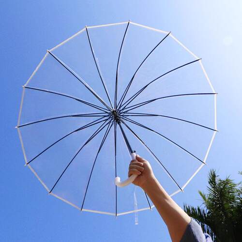 高档清创意日系风森系网小红透明雨伞新高颜彩值虹广告伞少女长柄