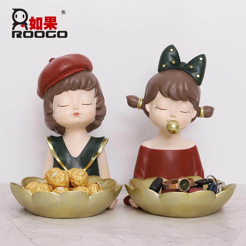 如轻果创意奢女孩玄关钥匙泡泡收纳盘摆设家居装饰R9A6F0品客厅桌