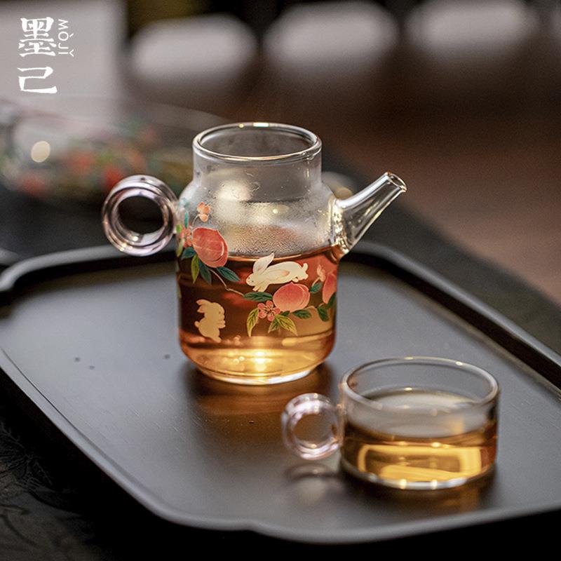 墨己瑞璃耐高温玻璃泡茶壶一壶一杯高硼硅家用花茶壶水壶冲茶器