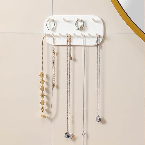 Wall-mounted jewelry storage hook, no drilling required, for
