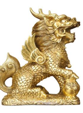 黄铜麒麟摆件客厅办公家居工艺品公司乔迁开业礼品