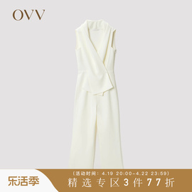 ovv春夏女装日本进口面料，时尚交叉门襟，优雅宽松连体裤