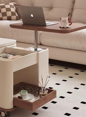 胡桃木实移动茶几边小推车家00000用客厅多木功中能古风升降岩板