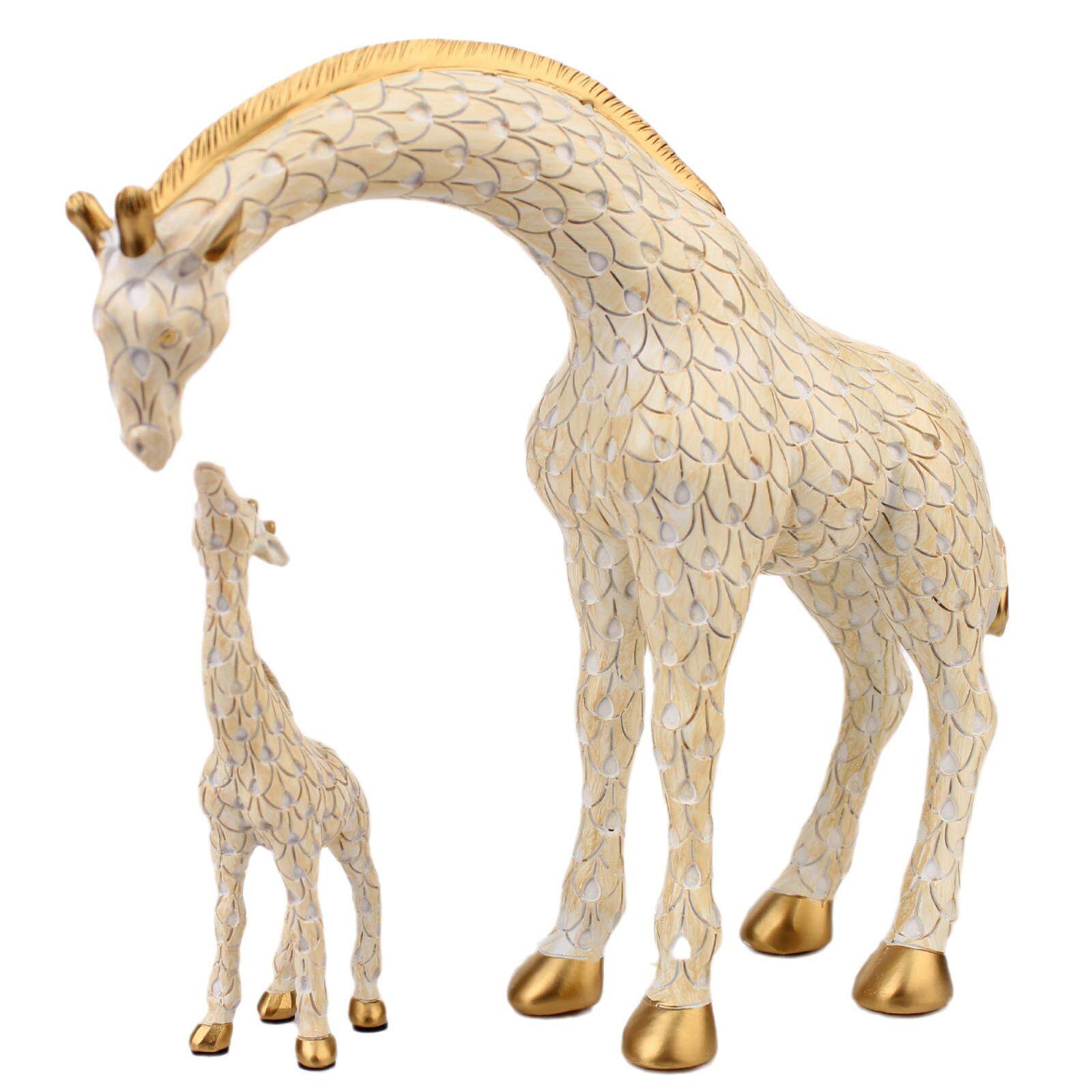 新品树脂工艺品欧式母子长颈鹿家居客厅书房酒柜装饰摆件