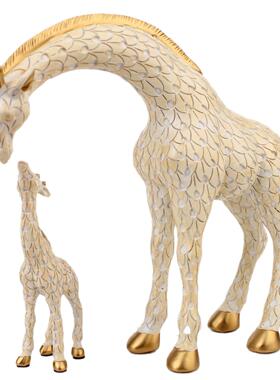 新品树脂工艺品欧式母子长颈鹿家居客厅书房酒柜装饰摆件