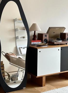 0J全身落地镜穿子服装店显瘦试PZN衣镜黑色形异浪火焰衣镜挂波墙