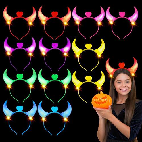 5pcs Devil Horns Light Up Headband LED Devil Horns Headband