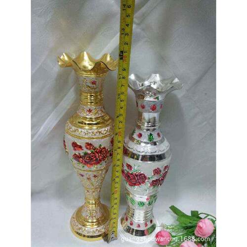 新款欧式锌合金花瓶玫瑰花瓶餐桌家居装饰品田园花瓶摆设摆件