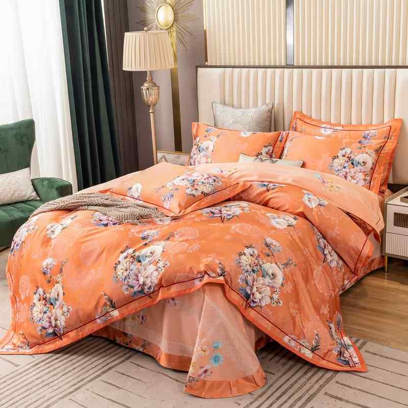 正品欧贡缎提花四件全棉式床纯棉结婚庆床单被套1.8m2.套0米上用